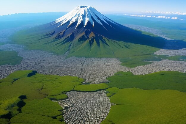 Foto simbolo nazionale del giappone visita turistica monte fuji punto di riferimento rappresentativo bella montagna