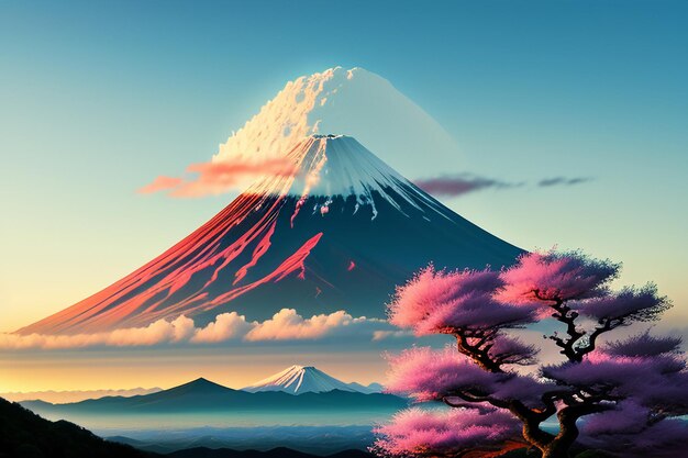 Foto simbolo nazionale del giappone visita turistica monte fuji punto di riferimento rappresentativo bella montagna