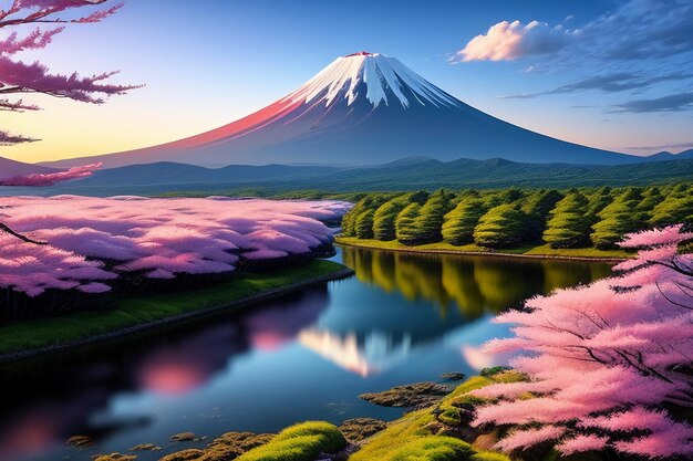 Photo japan national symbol sightseeing mount fuji representative landmark beautiful mountain