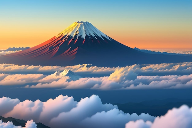 Foto simbolo nazionale del giappone visita turistica monte fuji punto di riferimento rappresentativo bella montagna