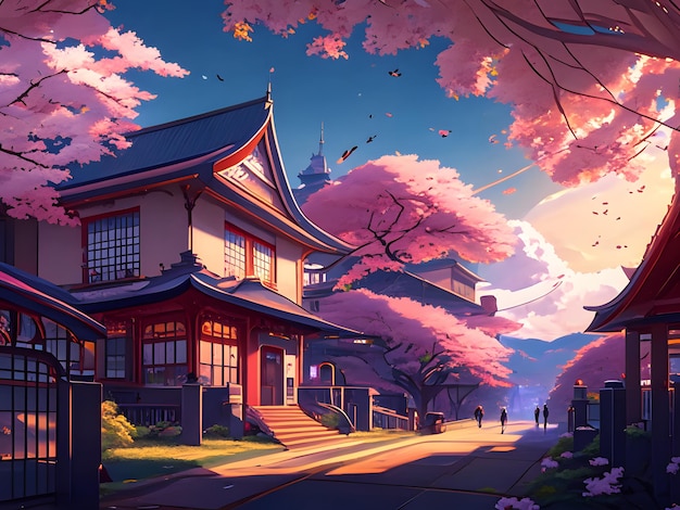 Japan prachtige landschap illustratie