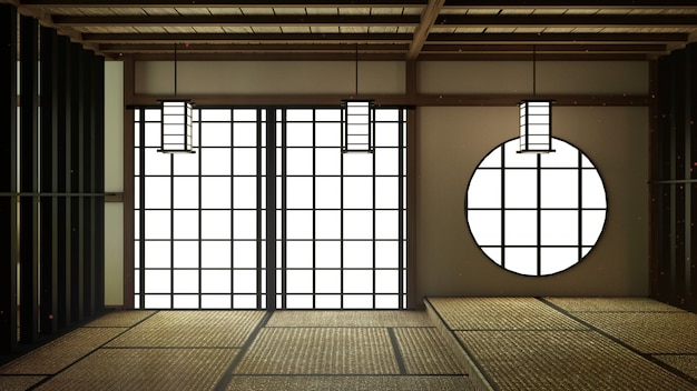 Photo japan room design japanese-style. 3d rendering