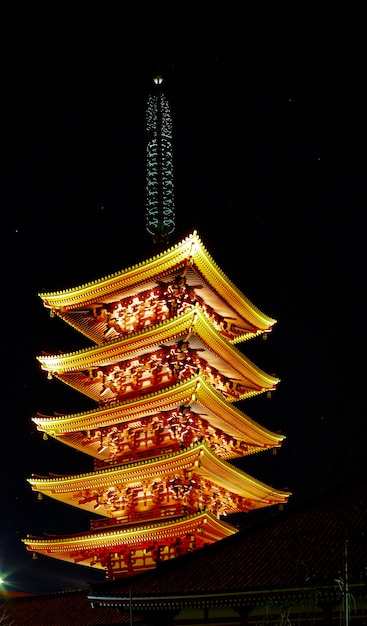 Tempio del giappone sensoji di notte, tokyo