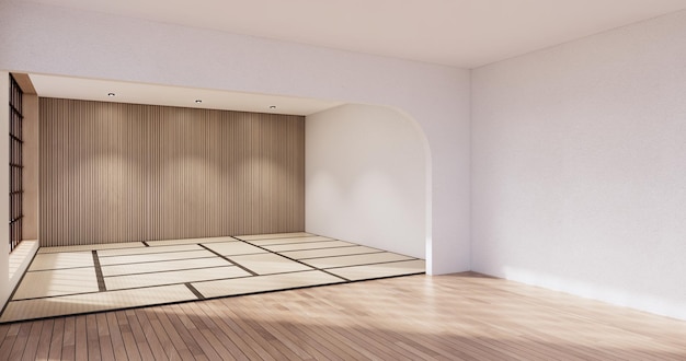 Japan-stijl Grote woonkamer in luxe kamer japandi-stijl decoratie3D-rendering