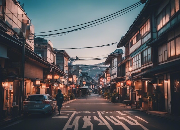 A japan street scene landscape