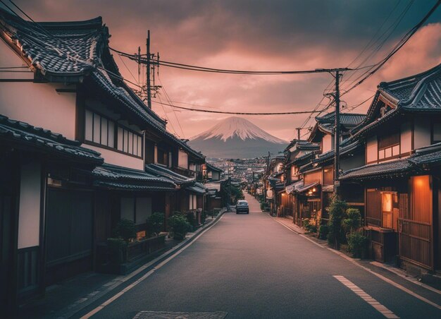 A japan street scene landscape