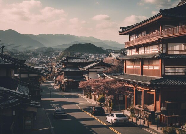 A japan street scene landscape