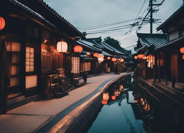 A japan street scene landscape