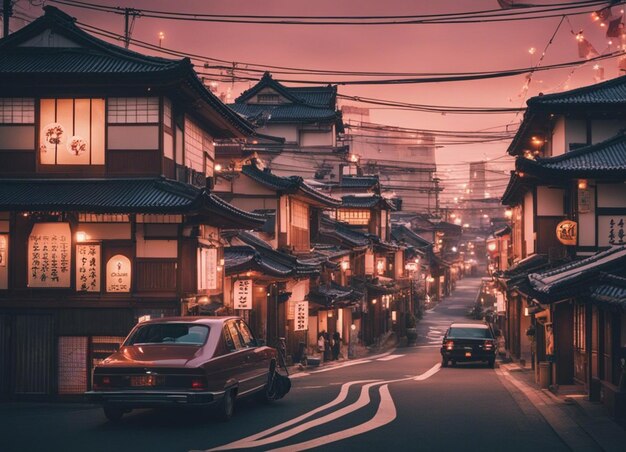 A japan street scene landscape