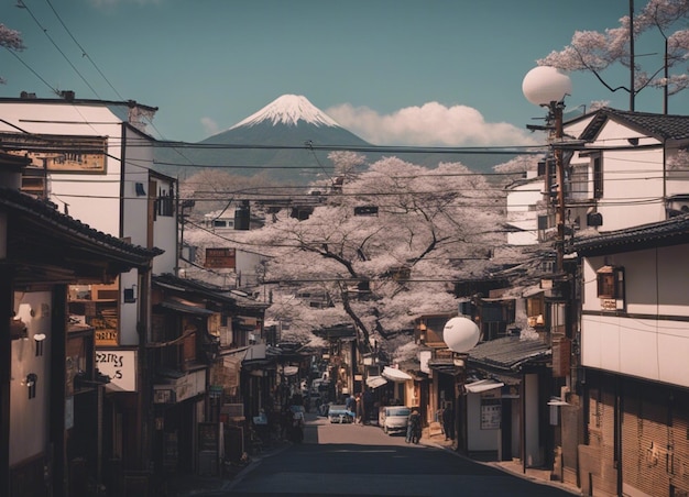 A japan street scene landscape