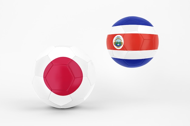 Japan versus Costa Rica op witte achtergrond