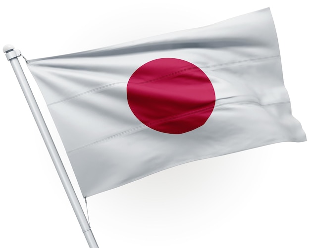 일본 흔들며 깃발 3d 그림 격리 된 배경