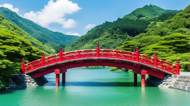 일본 젠 브릿지 풍경 파노라마 뷰 사진 사쿠라 꽃 파고다 평화 침 탑 벽