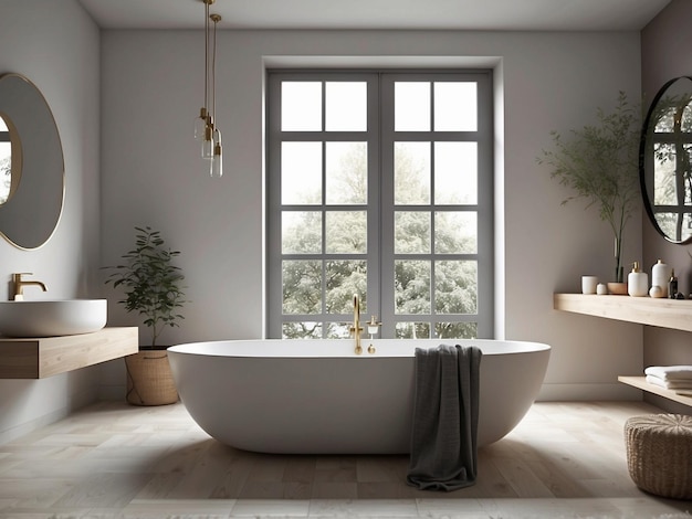 Japandi Elegance ScandinavianStyle Modern Bathroom in White