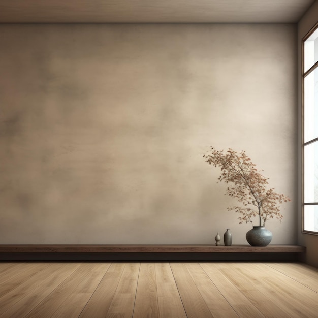 japandi empty room wall