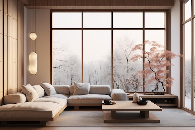 Japandi living room interior design