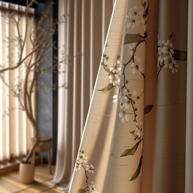 Photo japandi_style_curtains_close_up_like_a_product