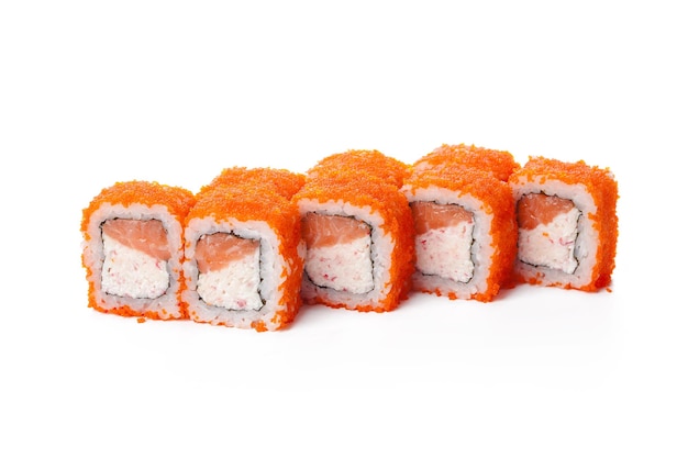 Японская еда суши-ролл, изолированные на белом фоне