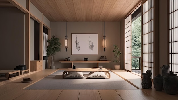 Japanese aesthetic interior design simple minimalist architecture inside a house