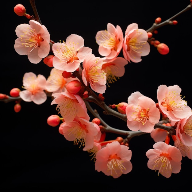 Japanese apricot plum cherry blossom branch flower AI Generated art