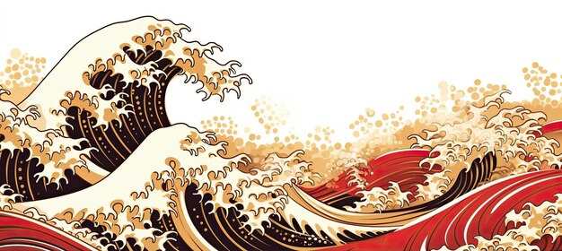 Photo japanese art style of wave seamless pattern