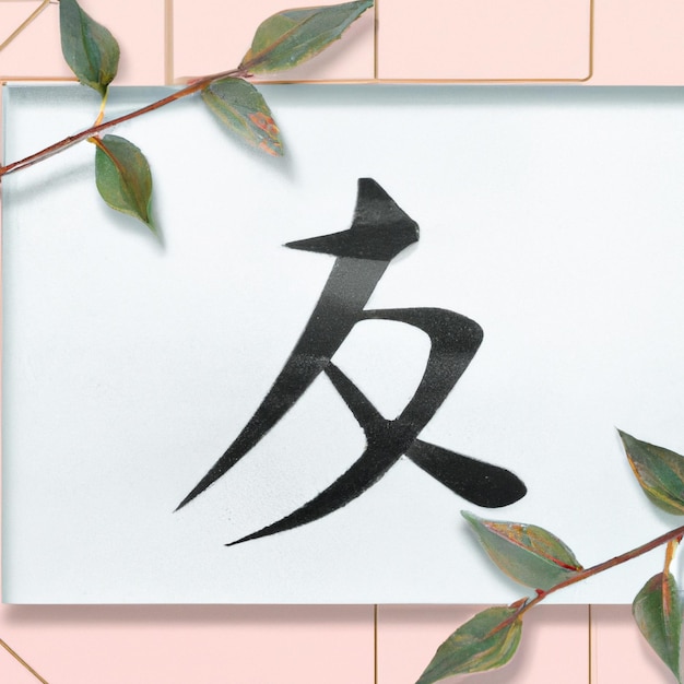 Photo japanese art with pastel background and leaves