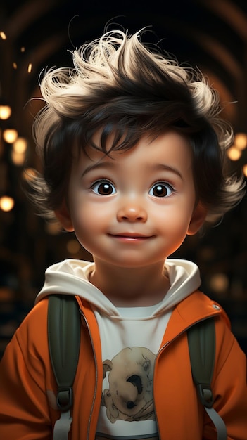 Japanese baby boy surprised Animation Portrait