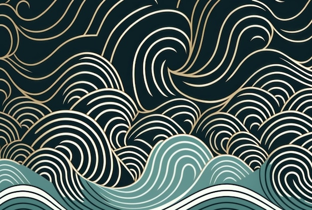 Фото Японский фон с вектором линейной волны