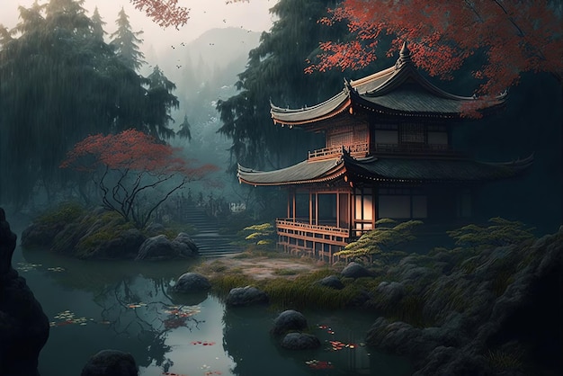 Японская красивая традиционная природа