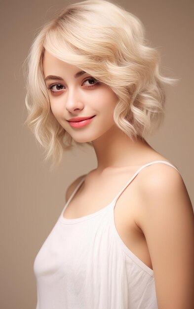 Japanese beauty with blonde hair smiling