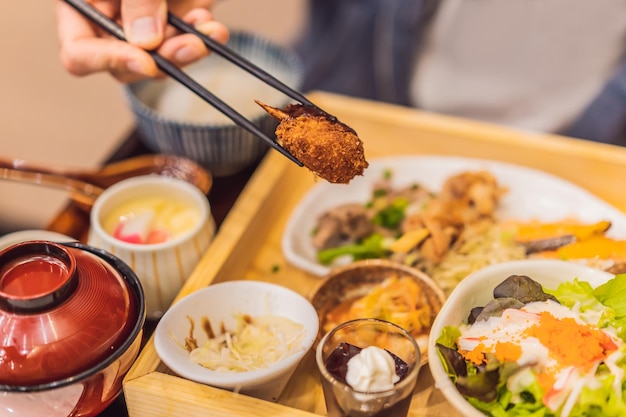 Japanese bento set Food at a Japanese restaurant