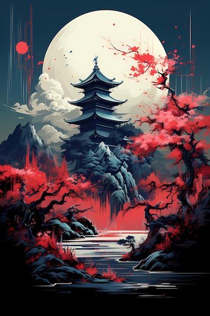 japanese castel tshirt dark art art illustration