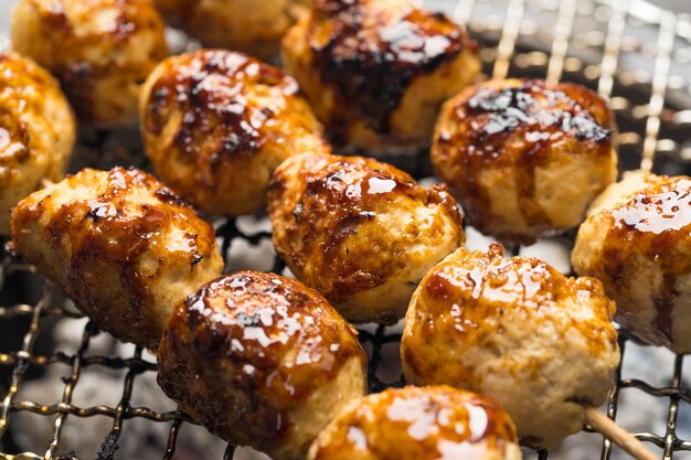 Japanese Charcoal-Grilled Teriyaki Chicken Meatballs