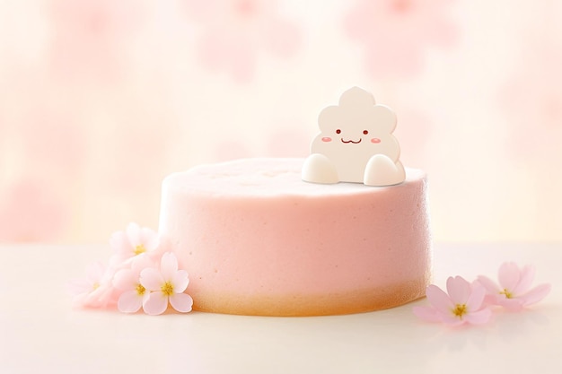 사진 일본식 치즈케이크 미니멀리즘과 카와이 스타일