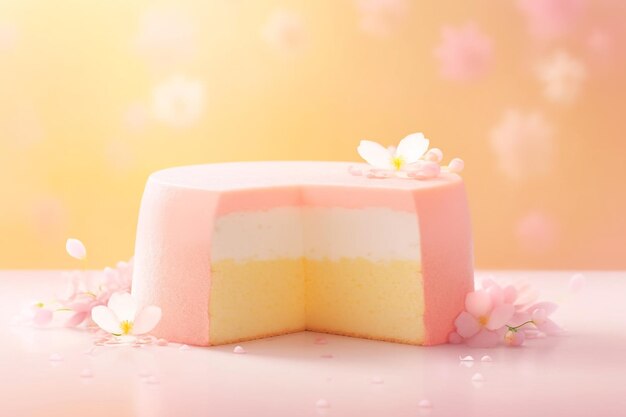 Japanese Cheesecake Pink Yellow Background