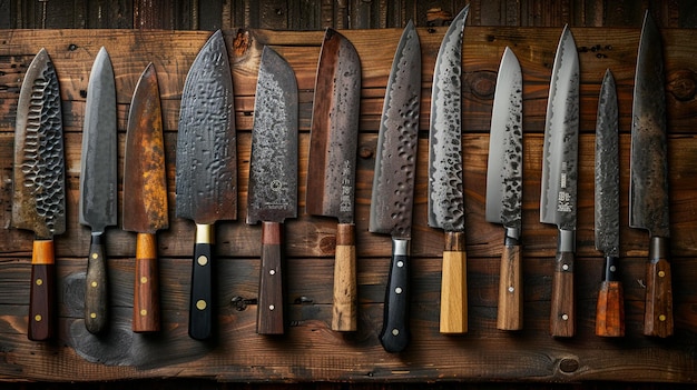 Photo japanese chefs knife collection image background