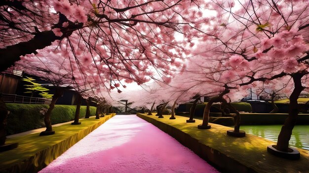 日本の桜の花園