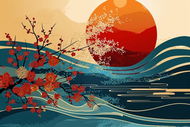 Japanese cherry blossom graphic