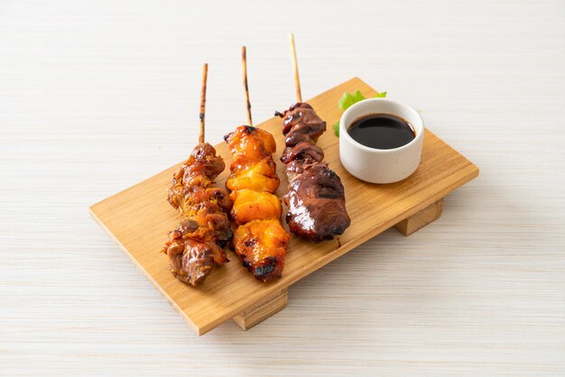 Japanese chicken grill or yakitori serve in izakaya style - Japanese food style