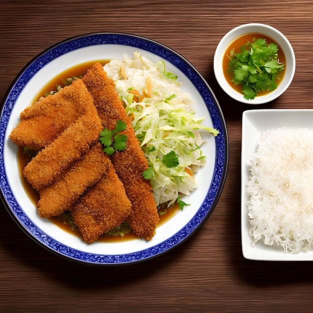 Japanese Chicken Katsu with Cabbage generative art by AI