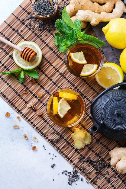 Japanese chinese tea teapot lemon ginger mint