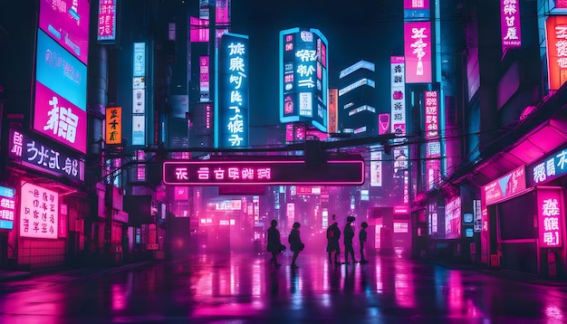 Photo japanese city image in cyberpunk style
