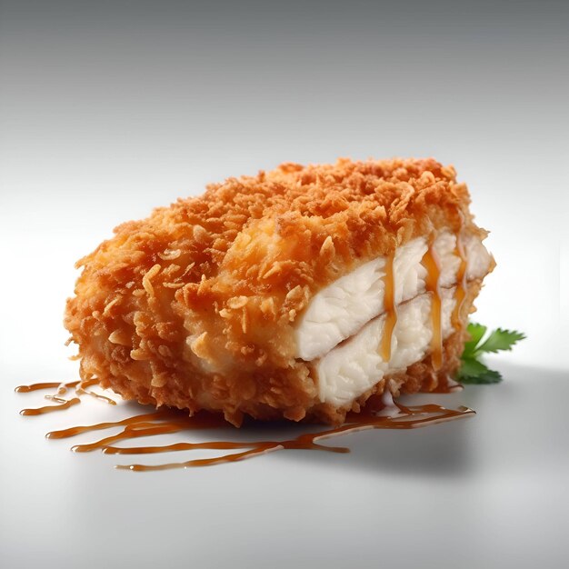 Photo japanese cuisine deep fried chicken cutlet on a white background