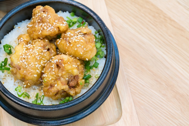 Japanese cuisine - Fried Pork with egg on rice. 