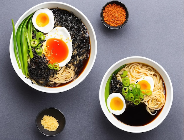 Japanese cuisine ramen with eggs spicy