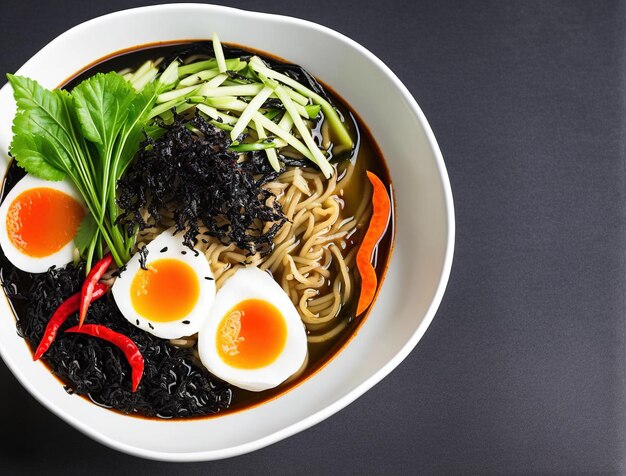 Japanese cuisine ramen with eggs spicy