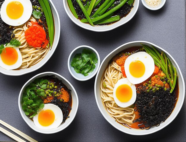 Japanese cuisine ramen with eggs spicy