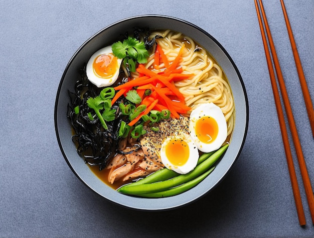 japanese cuisine ramen with eggs spicy
