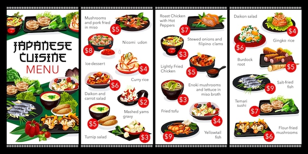 Photo japanese cuisine restaurant menu vector cover