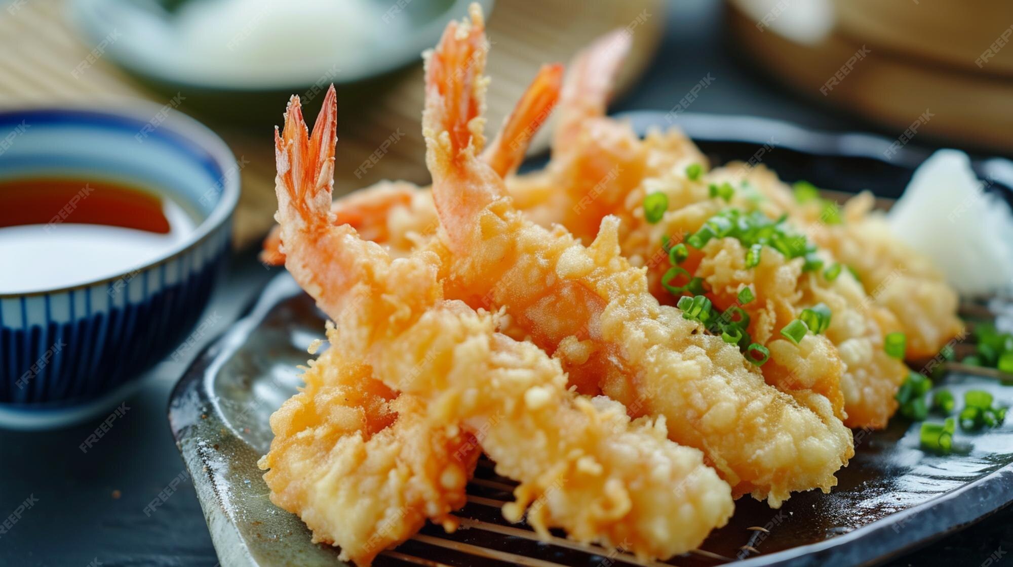 Premium Photo | Japanese Cuisine Tempura extreme closeup top view